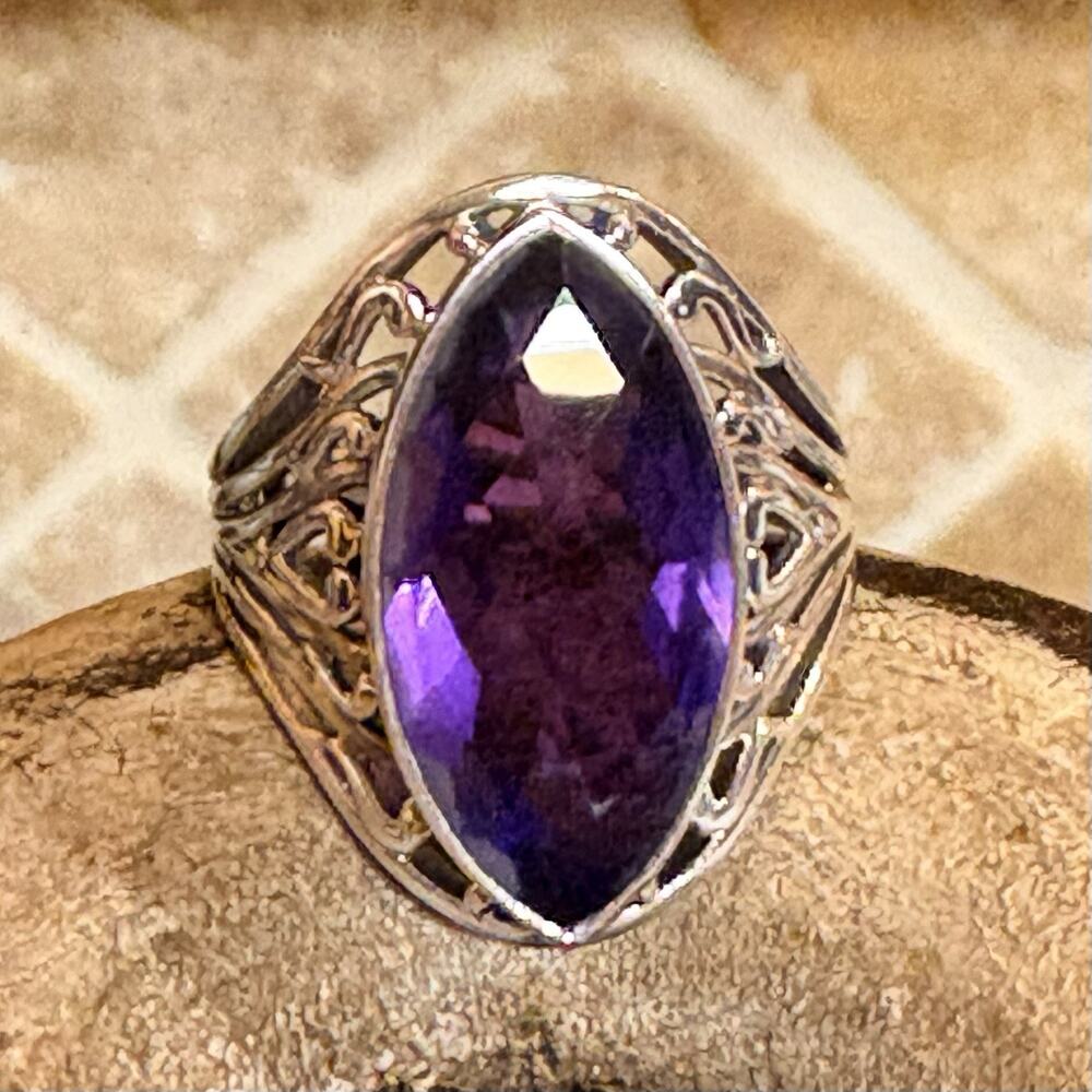 Nicky Butler Ring Size 9 Sterling Silver and Amethyst Art Deco Style